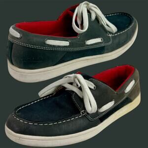 Clarks Kid's Boy's 5.5W 5.5 Navy Suede Leather Holbay Sea Boat Shoes Preppy